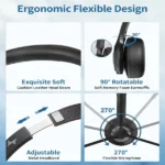 JIAMQISHI EH02U Wireless Bluetooth Headset ANC MIC for Work Computer Headphones USB Dongle Mute Mic for MacBook Headset Phone