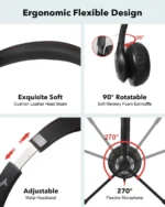 USB Headset with Mic for PC On-Ear Computer Laptop Headphones with Noise Cancelling Microphone in-line Control for Home Office